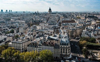 Paris, morning, cityscape, capital of France, aerial view, streets, France