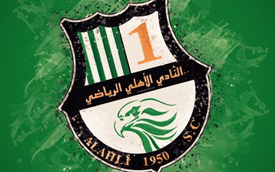 Al Ahli SC, 4k, Qatarisk fotboll, Qatar Stars League, Q-Ligan, emblem, gr&#246;n bakgrund, grunge stil, Doha, Qatar, fotboll
