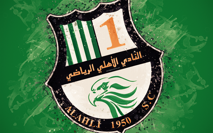 al ahli sc, 4k, katarischen fu&#223;ball-nationalmannschaft, katar stars league, q-liga, emblem, gr&#252;n, hintergrund, grunge style, doha, katar, fu&#223;ball