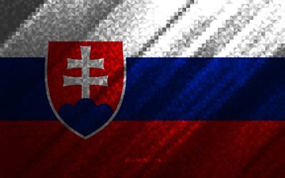Flag of Slovakia, multicolored abstraction, Slovakia mosaic flag, Slovakia, mosaic art, Slovakia flag