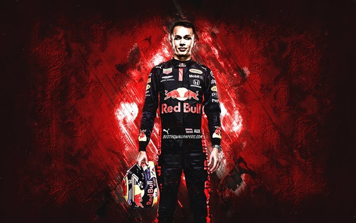 Alexander Albon, Red Bull Racing, pilote de course britannique, RBR, Formule 1, fond de pierre rouge, F1, course