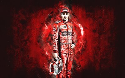 Charles Leclerc, Scuderia Ferrari, piloto de corrida monegasca, F&#243;rmula 1, fundo de pedra vermelha, F1, Ferrari