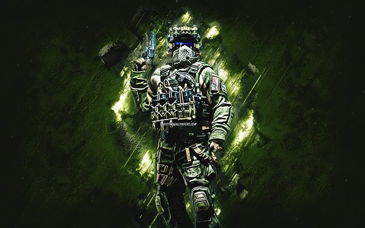Soldato ST6, agente CSGO, offensiva globale Counter-Strike, sfondo di pietra verde, Counter-Strike, personaggi CSGO