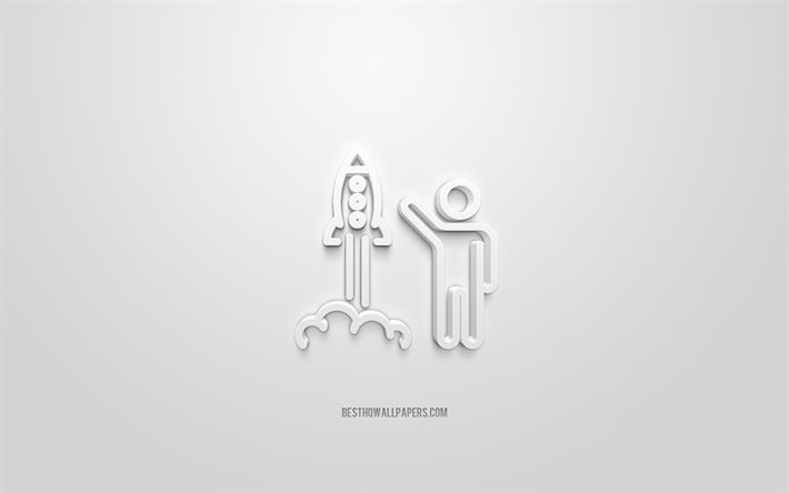 Start Up 3d icon, white background, 3d symbols, StartUp, creative 3d art, 3d icons, Start Up sign, Business 3d icons
