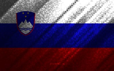 Flag of Slovenia, multicolored abstraction, Slovenia mosaic flag, Slovenia, mosaic art, Slovenia flag