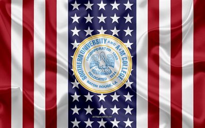 Southern University Edwardsville Emblem, American Flag, Southern University logo, Baton Rouge, Louisiana, USA, Southern University