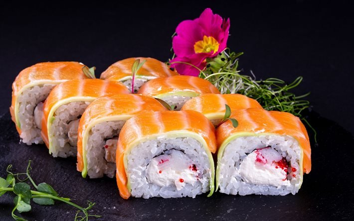 sushi, Japanese cuisine, rolls, california rolls, Japanese dishes