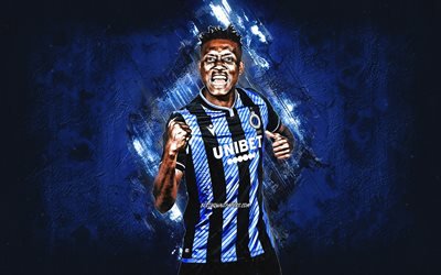 David Okereke, Club Brugge, Nigerian footballer, portrait, blue stone background, Club Brugge KV, football