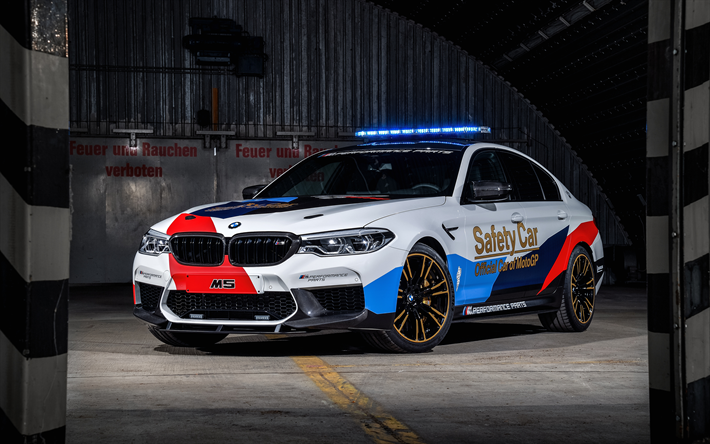 4k, BMW M5, supercars, 2018 cars, MotoGP Safety Car, german cars, BMW