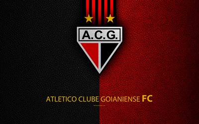 Atletico Clube Goianiense, FC, 4K, Brazilian football club, Brazilian Serie A, leather texture, Goianiense emblem, badge, logo, Goiania, Goias, Brazil, football