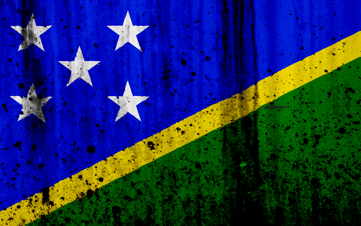 Solomon Islands flag, 4k, grunge, flag of Solomon Islands, Oceania, Solomon Islands, national symbols, Solomon Islands national flag