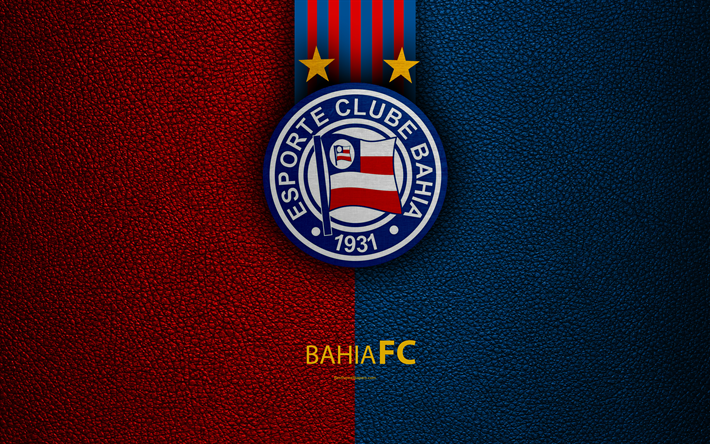 Bahia FC, 4K, Brazilian football club, Brazilian Serie A, leather texture, emblem, logo, Salvador, Bahia, Brazil, football