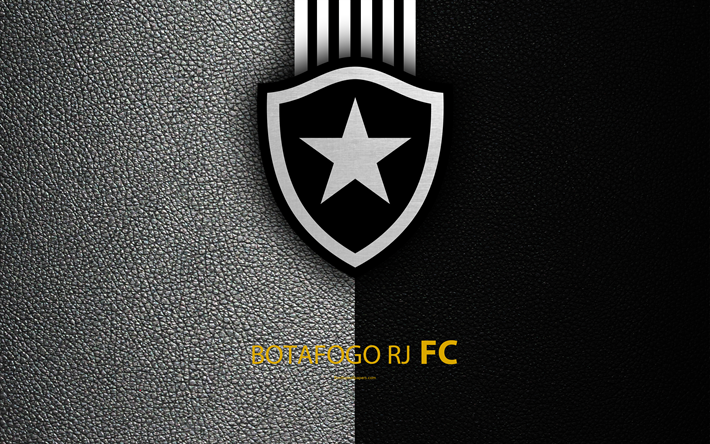 Botafogo RJ FC, 4K, Brasile&#241;o, club de f&#250;tbol, el Brasile&#241;o de Serie a, de textura de cuero, de Botafogo, emblema, logotipo, Botafogu, R&#237;o de Janeiro, Brasil, el f&#250;tbol