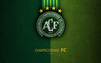 Chapecoense FC, 4K, البرازيلي لكرة القدم, البرازيلي الايطالي, جلدية الملمس, شعار, Chapecoense شعار, شبيكو, سانتا كاتارينا, البرازيل, كرة القدم