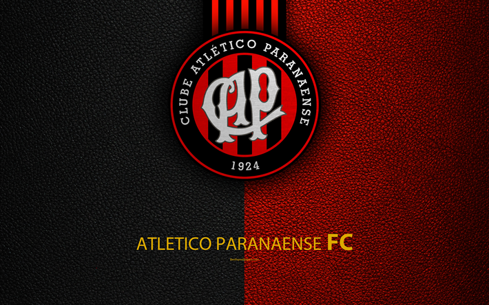 Atletico Paranaense FC, 4K, ブラジルのサッカークラブ, ブラジルセリエA, 革の質感, エンブレム, Paranaenseロゴ, クリティバ, パラナ, ブラジル, サッカー