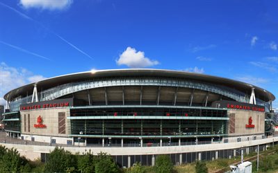 Emirates Stadium, 4K, estadio de f&#250;tbol, Arsenal, Holloway, Londres, reino unido, sports arena