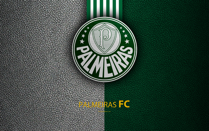 Palmeiras FC, 4K, Brasile&#241;o, club de f&#250;tbol, el Brasile&#241;o de Serie a, de textura de cuero, emblema, Palmeiras, logotipo, Sao Paulo, Brasil, el f&#250;tbol
