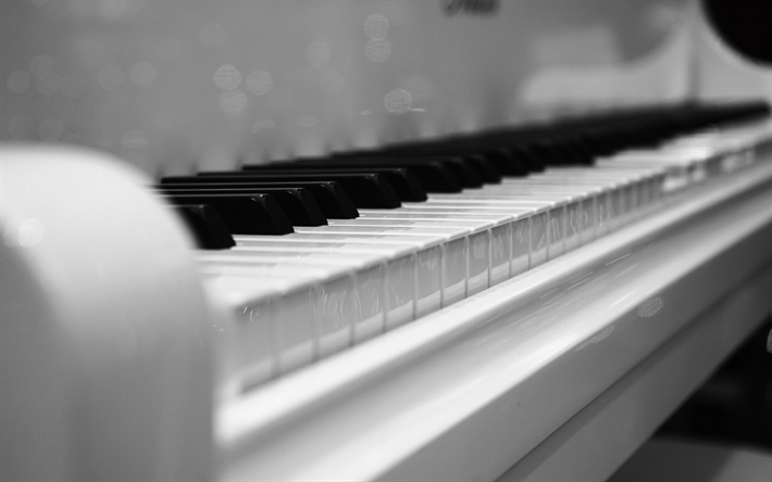 piano, monochrome, piano keys, musical instrument