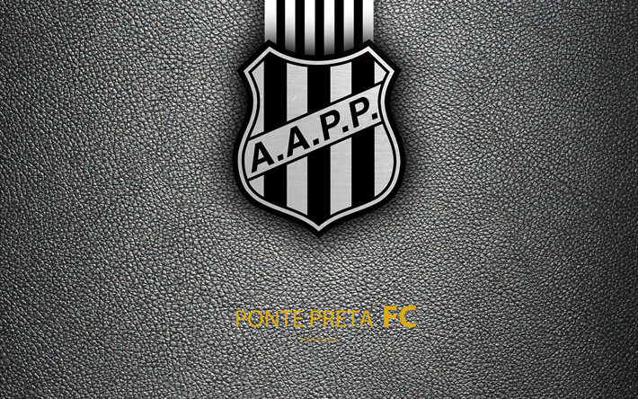 Ponte Preta FC, 4K, Brasilialainen jalkapalloseura, Brasilian Serie A, nahka rakenne, tunnus, logo, Campinas, Sao Paulo, Brasilia, jalkapallo