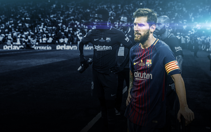 Lionel Messi, 4k, FCB, fotboll stj&#228;rnor, Barca, Messi, FC Barcelona, fotbollsspelare, konst, fotboll, Leo Messi