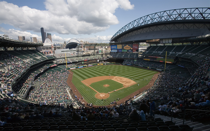 Safeco Field, Seattle Mariners, Major League Baseball, MLB, baseball stadium, 4k, Seattle, USA