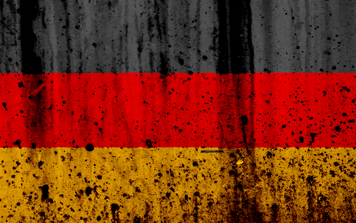 flagga Tyskland, Tysk flagg, 4k, sten struktur, grunge, Europa, Tyskland, nationella symboler, Tyskland flagga