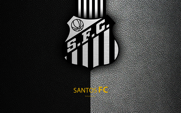 Le Santos FC, le 4K, le Br&#233;silien du club de football du br&#233;sil, de la Serie A, le cuir de texture, embl&#232;me, logo, Santos, S&#227;o Paulo, Br&#233;sil, le football