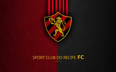 スポーツクラブなRecif FC, 4K, ブラジルのサッカークラブ, ブラジルセリエA, 革の質感, エンブレム, ロゴ, レシフェ, Pernambuco, ブラジル, サッカー