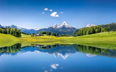 Alpeilla, Euroopassa, 4k, alpine lake, Sveitsi, vuoret