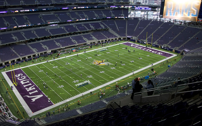 US Bank Stadium, Chicago, amerikkalaisen jalkapallon stadion, Minnesota Vikings, National Football League, NFL, Minneapolis, USA