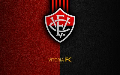 EC Vitoria FC, 4K, Brazilian football club, Brazilian Serie A, leather texture, emblem, logo, Salvador, Bahia, Brazil, football