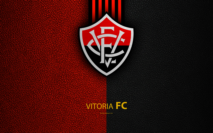 EC Vit&#243;ria, 4K, Brasileiro de clubes de futebol, Brasileiro Serie A, textura de couro, emblema, logo, Salvador, Bahia, Brasil, futebol