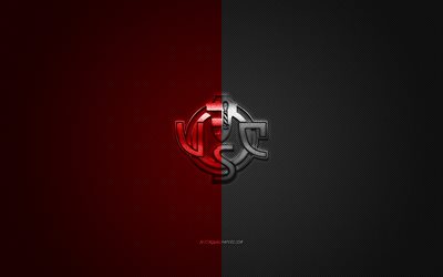 US Cremonese, Italian football club, Serie B, red black logo, red black carbon fiber background, football, Cremona, Italy, US Cremonese logo