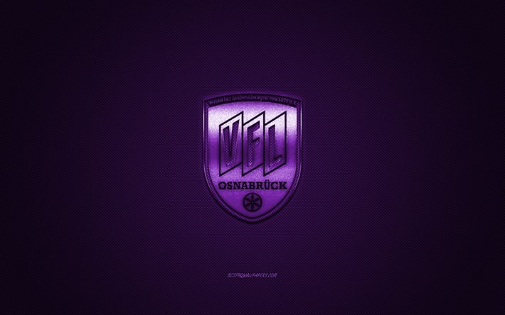 Vfl Osnabruck, club di calcio tedesco, la Bundesliga 2, viola logo, viola contesto in fibra di carbonio, calcio, Osnabr&#252;ck, in Germania, il Vfl Osnabruck logo
