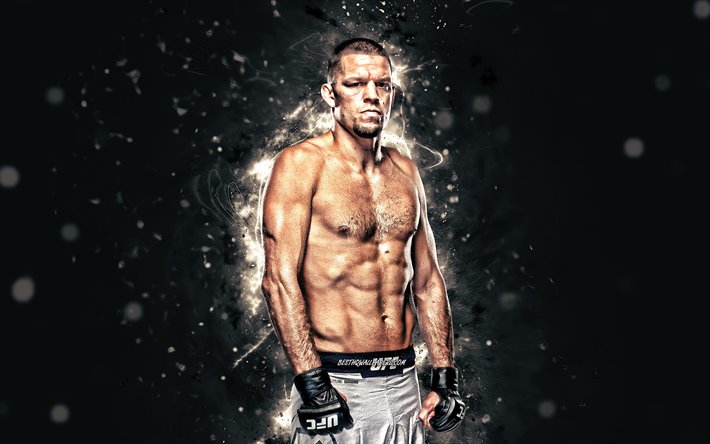 Download wallpapers Nate Diaz, 4k, white neon lights ...