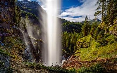 Johannes Waterfall, Alps, mountain waterfall, mountain river, mountain landscape, forest, beautiful waterfall, Obertauern, Austria