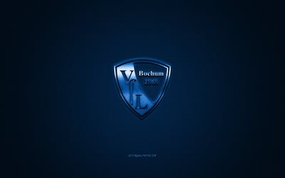 O VfL Bochum, Alem&#227;o clube de futebol, Bundesliga 2, azul do logotipo, azul de fibra de carbono de fundo, futebol, Bochum, Alemanha, O VfL Bochum logotipo