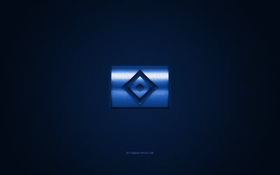 Hamburger SV, Tysk fotboll club, Bundesliga 2, bl&#229; logo, bl&#229; kolfiber bakgrund, fotboll, Hamburg, Tyskland, Hamburger SV-logotyp
