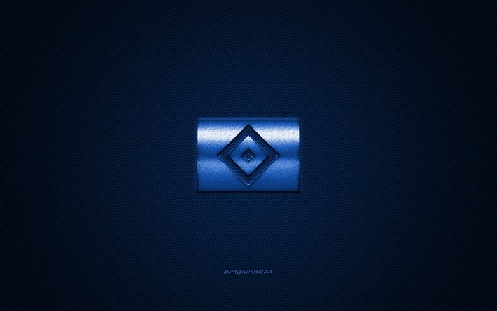 Hamburger SV, Alman Futbol Kul&#252;b&#252;, 2 Bundesliga, mavi logo, mavi karbon fiber arka plan, futbol, Hamburg, Almanya, Hamburger SV logosu