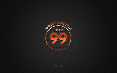 graz99ers, &#246;sterreichischer hockeyclub, eihl, orangefarbenes logo, grauer kohlefaserhintergrund, elite ice hockey league, hockey, graz, &#246;sterreich, graz99ers logo