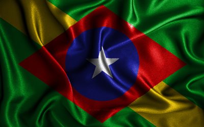 Bragancan lippu, 4k, silkki aaltoilevat liput, Brasilian kaupungit, Bragancan p&#228;iv&#228;, kangasliput, 3D-taide, Braganca, Bragancan 3D lippu