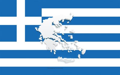 griechenland karte silhouette, flagge von griechenland, silhouette auf der flagge, griechenland, 3d griechenland karte silhouette, griechenland flagge, griechenland 3d karte