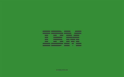 IBMロゴ, 緑の背景, スタイリッシュなアート, お, エンブレム, IBM, 緑の紙の質感, IBMエンブレム