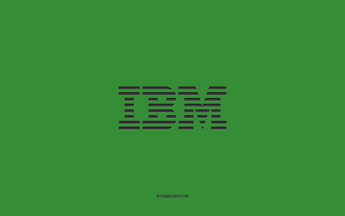 Logo IBM, sfondo verde, arte elegante, marchi, emblema, IBM, trama di carta verde, emblema IBM