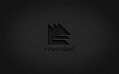 Revealed Recordings logo carbonio, 4k, arte grunge, sfondo carbonio, creativo, Revealed Recordings logo nero, etichette musicali, Revealed Recordings logo, Revealed Recordings