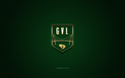 Greenville FC, American soccer club, yellow logo, green carbon fiber background, USL League One, soccer, Greenville, USA, Greenville FC logo