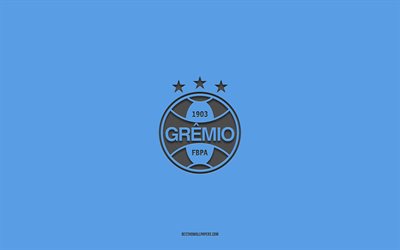 Gremio, mavi arka plan, Brezilya futbol takımı, Gremio amblemi, Porto Alegre, Brezilya, futbol, Gremio logosu