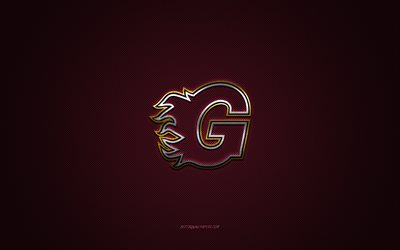 Guildford Flames, British hockey club, purple logo, purple carbon fiber background, Elite Ice Hockey League, hockey, Guildford, UK, Guildford Flames logo