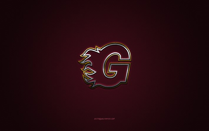 Guildford Flames, club de hockey britannique, logo violet, fond violet en fibre de carbone, Elite Ice Hockey League, hockey, Guildford, Royaume-Uni, logo Guildford Flames