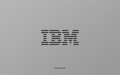 IBM logosu, gri arka plan, şık sanat, markalar, amblem, IBM, gri kağıt dokusu, IBM amblemi